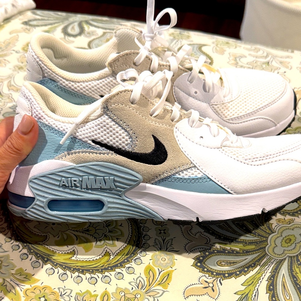 Nike Air Max White and Light Blue Sneakers
